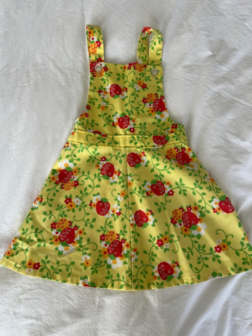 Yellow Floral Pinafore Dress with strawberries 🍓